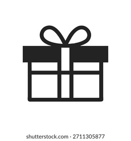 Silhueta de ícone de presente. Logotipo presente preto isolado em um fundo branco. Ilustração vetorial