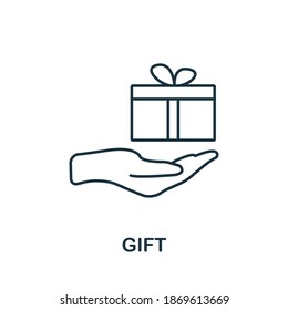 Gift icon. Simple line element from loyalty program collection. Filled Gift icon for templates, infographics and more.