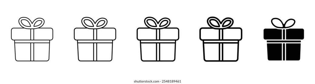 gift icon Simple thin line logo set