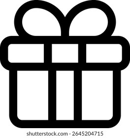 Gift Icon: A simple yet elegant icon of a gift box, adorned with a delicate ribbon and bow, perfect for conveying the spirit of giving and celebration.