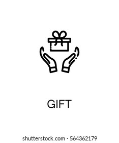 Gift icon. Single high quality outline symbol for web design or mobile app. Thin line sign for design logo. Black outline pictogram on white background