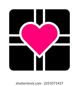 gift icon solid black pink style valentine vector illustration perfect. Icon sign from modern collection for web. Nice design perfect.