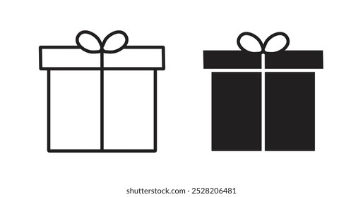 Gift icon in solid and stroke style.