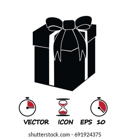 gift icon, stock vector illustration flat design style