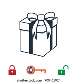 gift icon, stock vector illustration flat design style