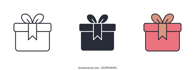 Icono de regalo. Signo del símbolo del regalo para el concepto móvil y el Diseño web. Icono de Vector, Ilustración de logotipo, Vector