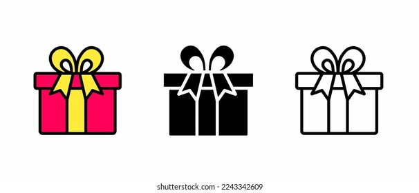 Juego de plantillas de icono de regalo. Ilustración vectorial de material.
