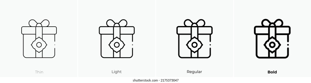 gift icon. Thin, Light Regular And Bold style design isolated on white background
