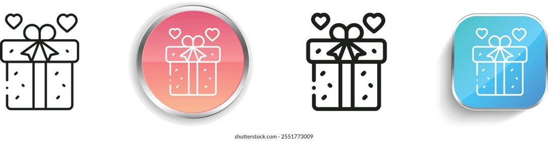 gift icon. Thin Linear, Regular and Button Style Design Isolated On White Background