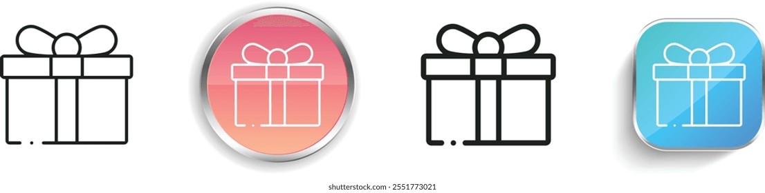 gift icon. Thin Linear, Regular and Button Style Design Isolated On White Background
