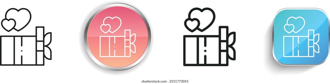 gift icon. Thin Linear, Regular and Button Style Design Isolated On White Background
