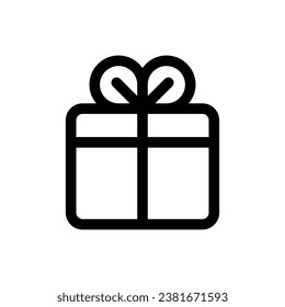 Icono de regalo con estilo de contorno de moda aislado en fondo blanco. Símbolo de silueta de regalo para el diseño de tu sitio web, logotipo, aplicación, interfaz de usuario. Ilustración del vector, EPS10.