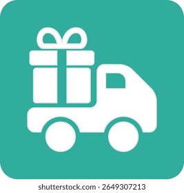 Gift icon with truck .Gift box line icon illustration vector graphic. Simple element illustration vector graphic, suitable for app, websites, and presentations