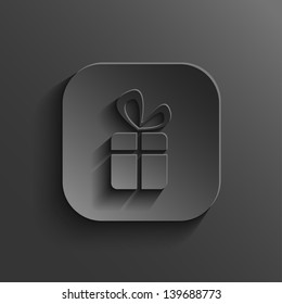 Gift icon - vector black app button with shadow
