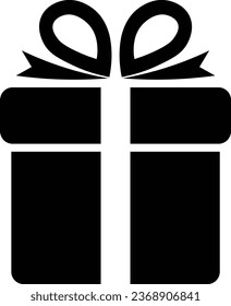 Gift icon. Vector gift box symbol. Birthday present, Christmas gift icon. Black gift box icon.