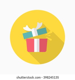 Gift icon , Vector flat long shadow design.