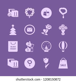 gift icon. gift vector icons set snow globe icon flat design, rose bouquet, heart envelope and mittens