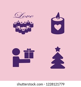 gift icon. gift vector icons set candles heart, candle heart, christmas tree and give gift