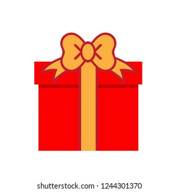 gift icon vector illustration, box vector symbol icon isolated illustration, red present box,