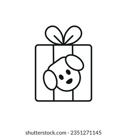 Gift icon vector illustration. Dog present on isolated background. Adopt a pet sign concept.