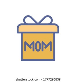 gift icon vector illustration filled outline style. mother's day icon set.