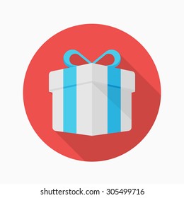 Gift icon, vector illustration. Flat design style with long shadow,eps10