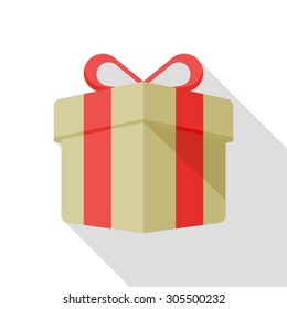 Gift icon, vector illustration. Flat design style with long shadow,eps10