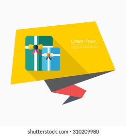 Gift icon, vector illustration. Flat design style with long shadow,eps10
