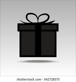 gift icon, vector illustration. Flat design style. vector black gift box icon