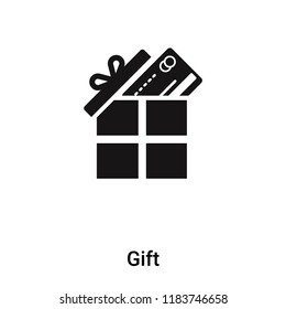 Gift icon vector isolated on white background, logo concept of Gift sign on transparent background, filled black symbol