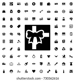 Gift icon vector isolated on white background. set of filled shopping icons.