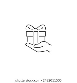 Ilustración de arte de línea de Vector de ícono de regalo.