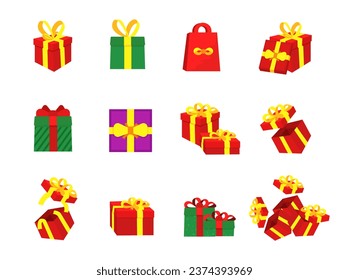 conjunto de iconos vectoriales de icono de regalo. icono de paquete de regalo