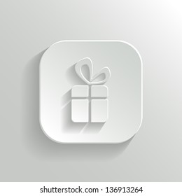 Gift icon - vector white app button with shadow