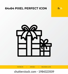 Gift icon.E-commerce Related Vector Line Icons.64x64 pixel perfect icons