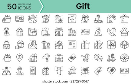 gift Icons bundle. Linear dot style Icons. Vector illustration