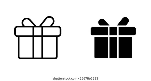 Gift icons collection in Filled flat and thin line style.