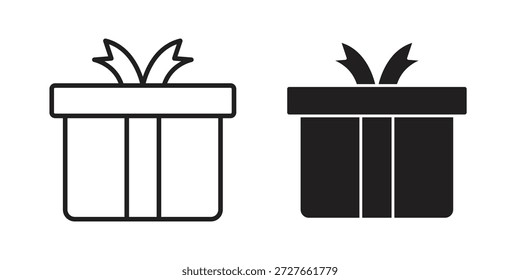 Colección de iconos de regalo. Iconos planos lineales delgados y negros
