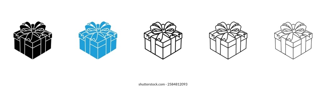 Gift icons collection vectors in black and blue