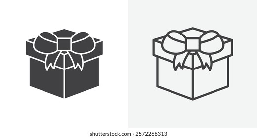 Gift icons. flat and line style set