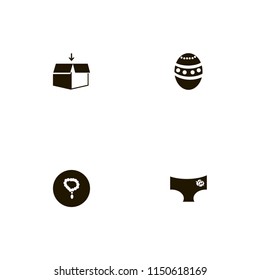 gift icons. necklace, easter egg, open box and panties rose vector icons set