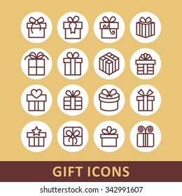 Gift icons. Present icons. Holiday icons.