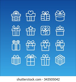 Gift icons. Present icons. Holiday gift. Gift box icons. Surprise icons. Holiday decoration.