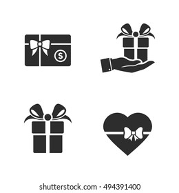 Gift icons set, black on a white background