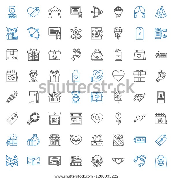 gift
icons set. Collection of gift with shopping, toy, heart, wedding
car, mall, certificate, garland, price tag, tag, bag, gifts,
clothing shop. Editable and scalable gift
icons.