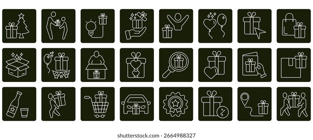 Conjunto de iconos de regalo. Conjunto de iconos de trazo editable. Conjunto de regalo
