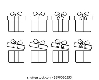 Iconos del regalo fijados Movimiento editable, aislado en el fondo blanco