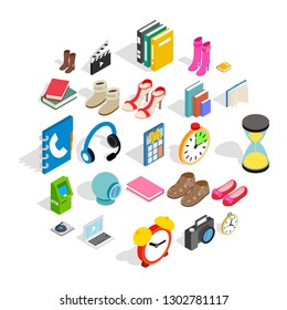 Gift icons set. Isometric set of 25 gift vector icons for web isolated on white background