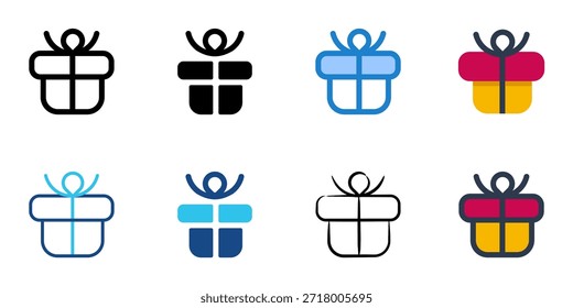 Los iconos de regalo establecen una colección de estilo múltiple. Trazo editable 
