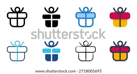 Gift icons set multiple style collection. Editable stroke 
